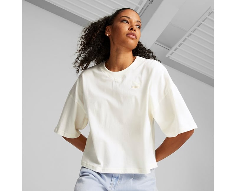 Lifestyle T-Shirt (099) PUMA Weiss Freizeitkleidung CLASSICS | Oversized | Damen